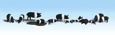 WOO1864 HO Hampshire Pigs