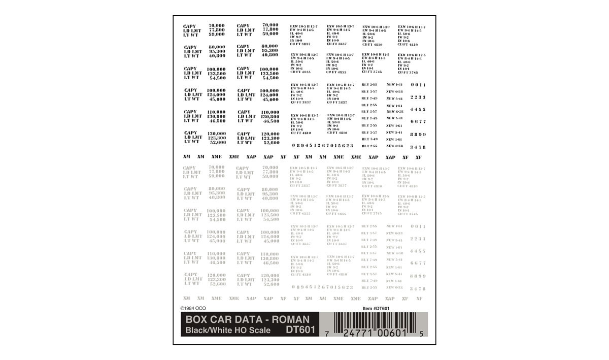 Box Car Data Roman, Dry Transfer
