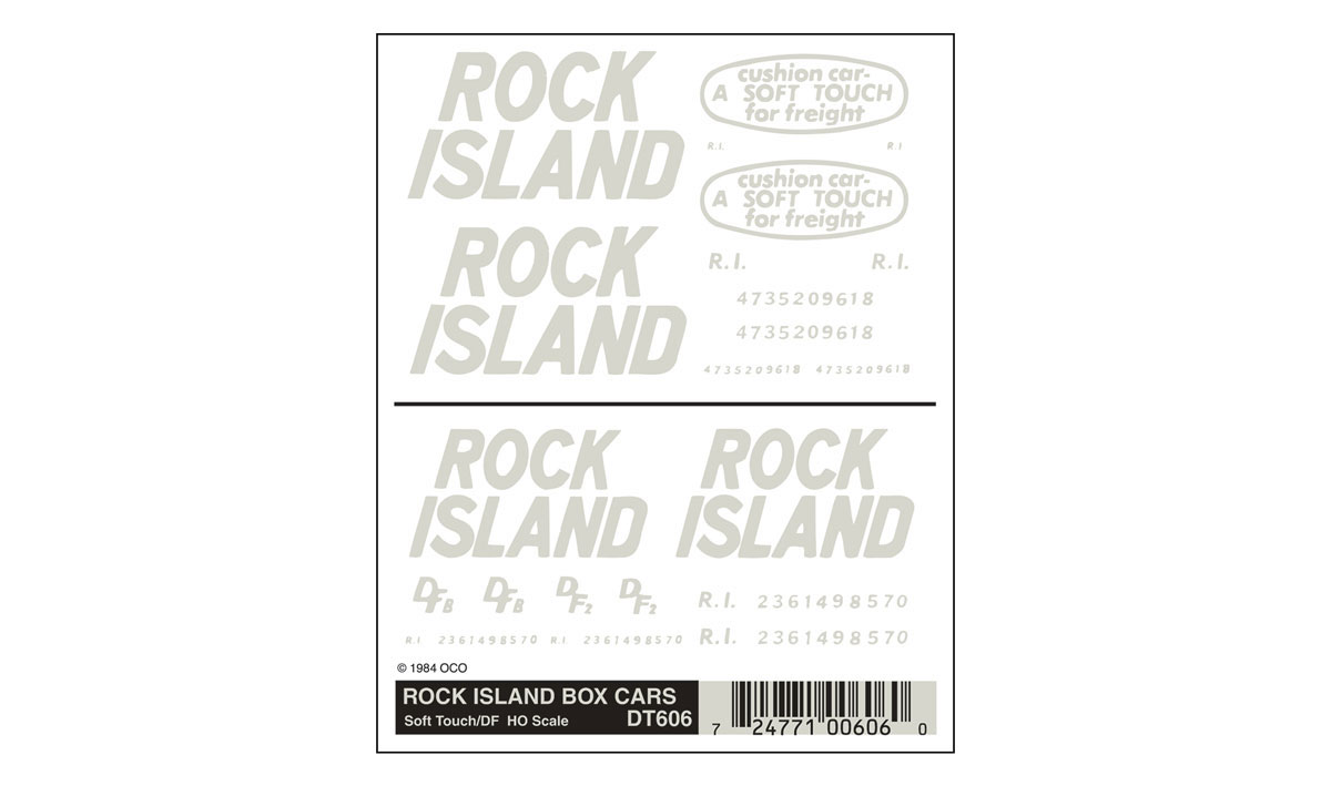 WOO606 Rock Island Box Car Soft Touch Dry Transfers