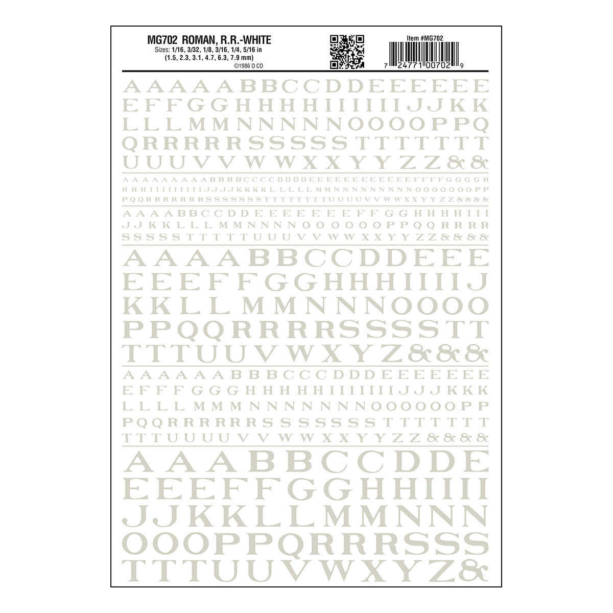 WOO702 R.R. Roman - Dry Transfer, White