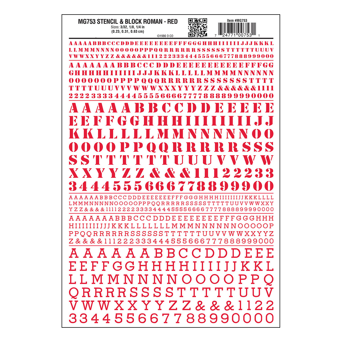 WOO753 Stencil & Block Roman - Red