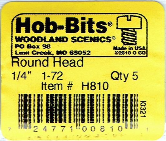 WOO810 0.25 in. 1-72 Round Head Screws - 5 per Pack