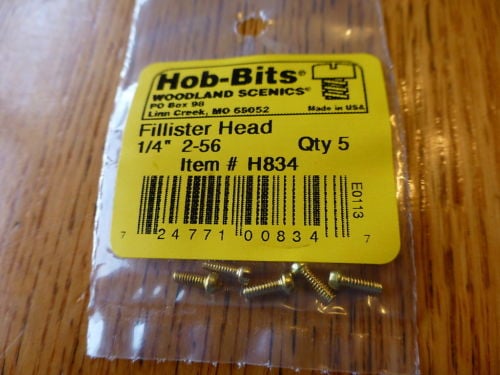 WOO834 0.25 in. 2-56 Fillister Head Screws - 5 per Pack