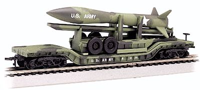 Flatcar Olive Drab Military with Missile