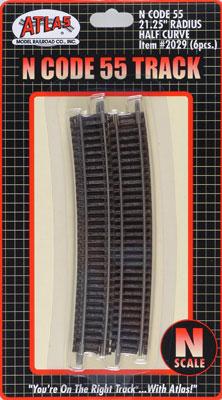 ATL2029 Code 55 21.25 in. Radius Half Curve Track N Scale Nickel Silver Model Train Track