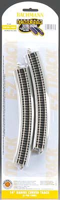 N 14 in. Radius Curve Scale Nickel Silver Model Train Track - 6 Pieces