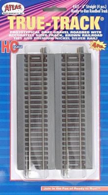ATL451 6 in. HO True Track Straight - Pack of 4