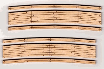 BLR026 2 Each N Scale 10-12 in. Curved Laser-Cut Wood Grade Crossing