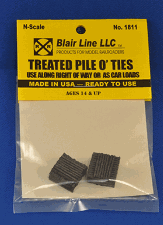 BLR1811 N Scale 2 Pile O Ties Treated