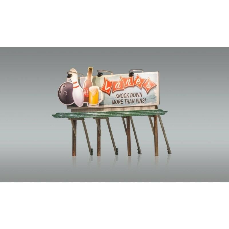 WOO5796 HO Scale Just Plug Land Bowling & Bar Billboard