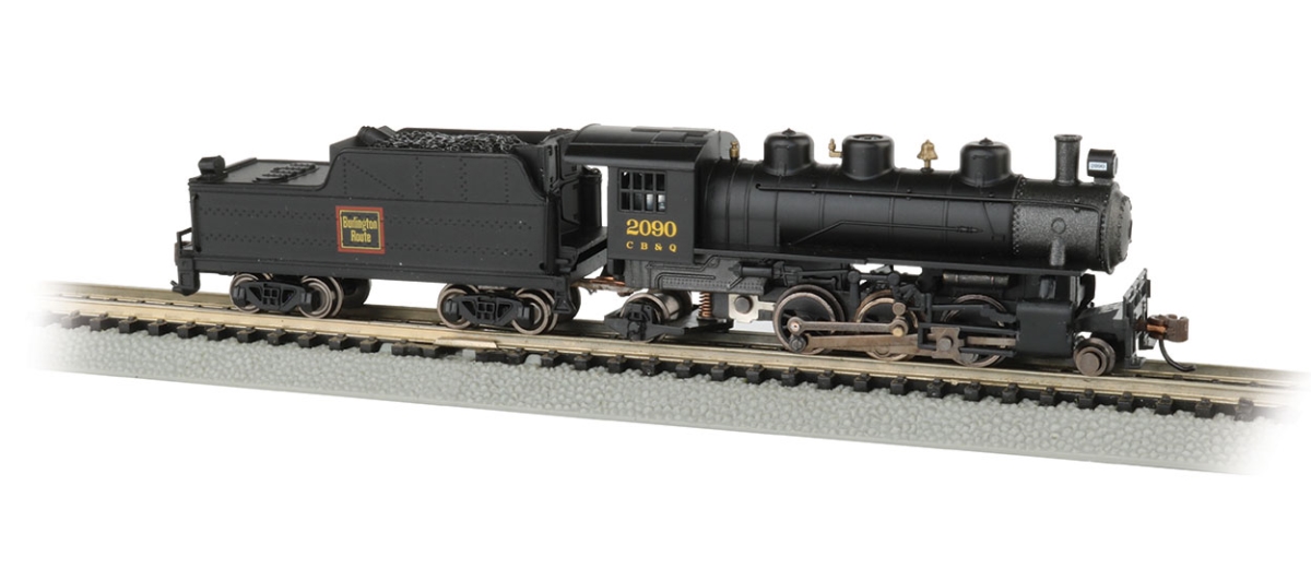 N Scale Chicago, Burlington & Quincy 2-6-2 Prairie Steam Locomotive No.2090 Model Train -  BACHMANN, BA650164