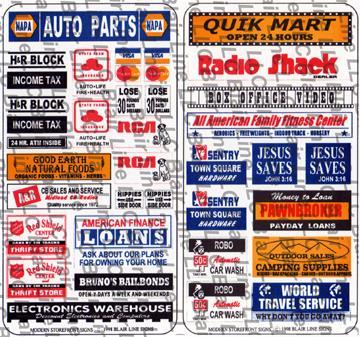 BLR150 HO Scale Modern Storefront Signs No.150