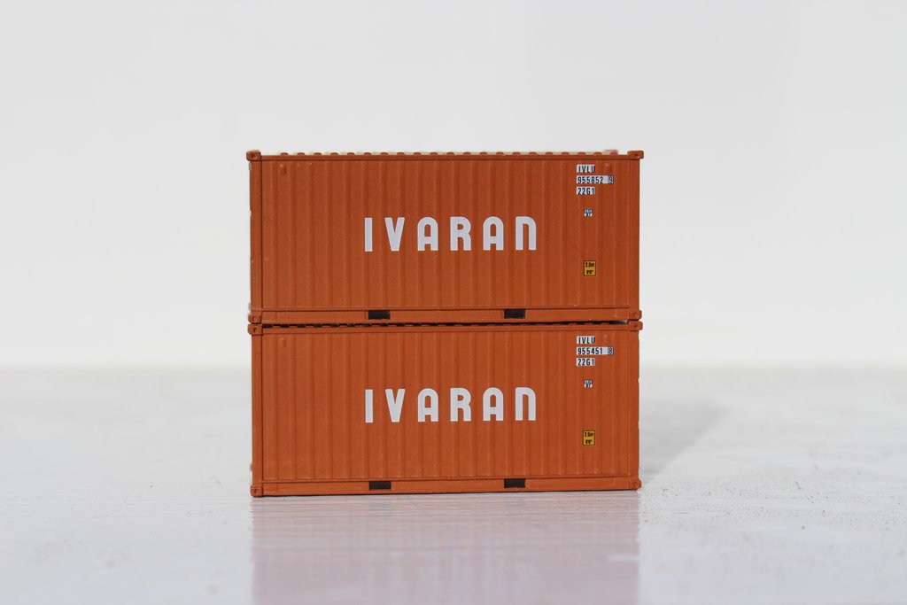 N Scale Ivaran 20 ft. Container - Pack of 2
