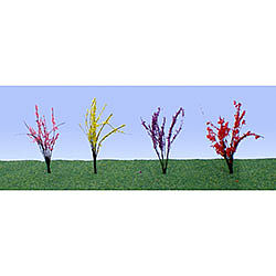HO Scale Flower Bushes Assorted Color - Pack of 40