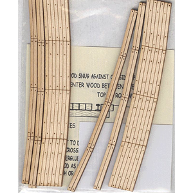 14-16 in. Laser-Cut Curved 2-Lane Wood Grade Crossing - HO Scale Kit