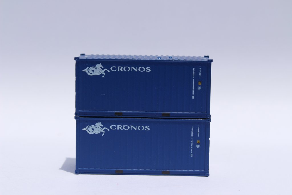 20 ft. N Scale Height Containers with Magnetic System, Corrugated-Side, Blue