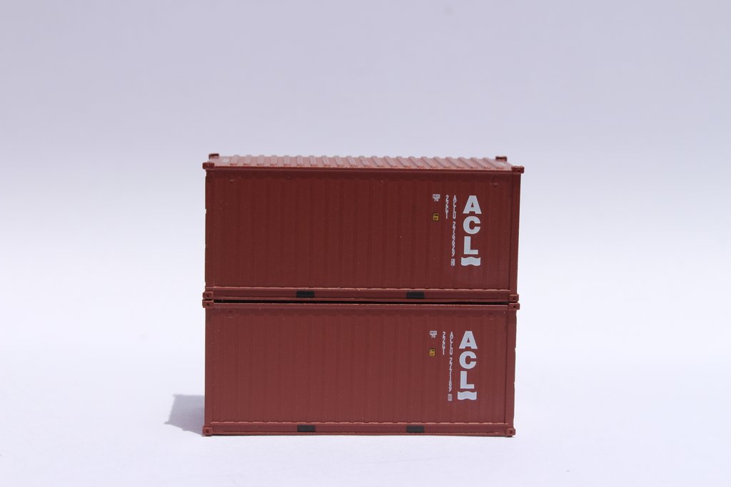 20 ft. N Scale ACL Height Containers with Magnetic System, Corrugated-Side