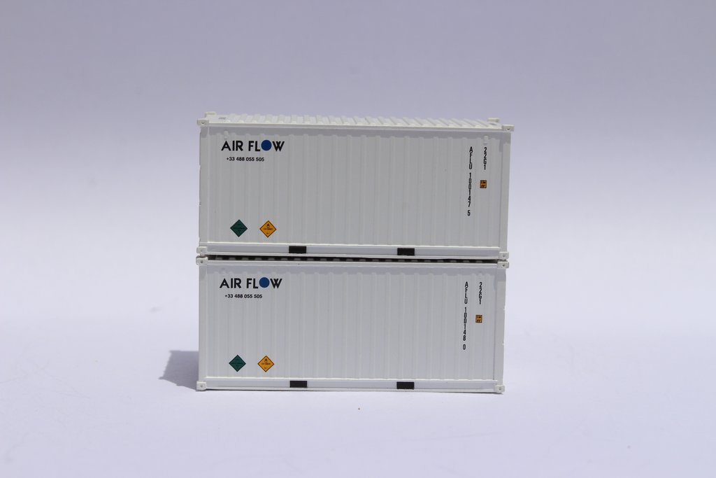 20 ft. N Scale Air Flow Height Containers with Magnetic System, Corrugated-Side