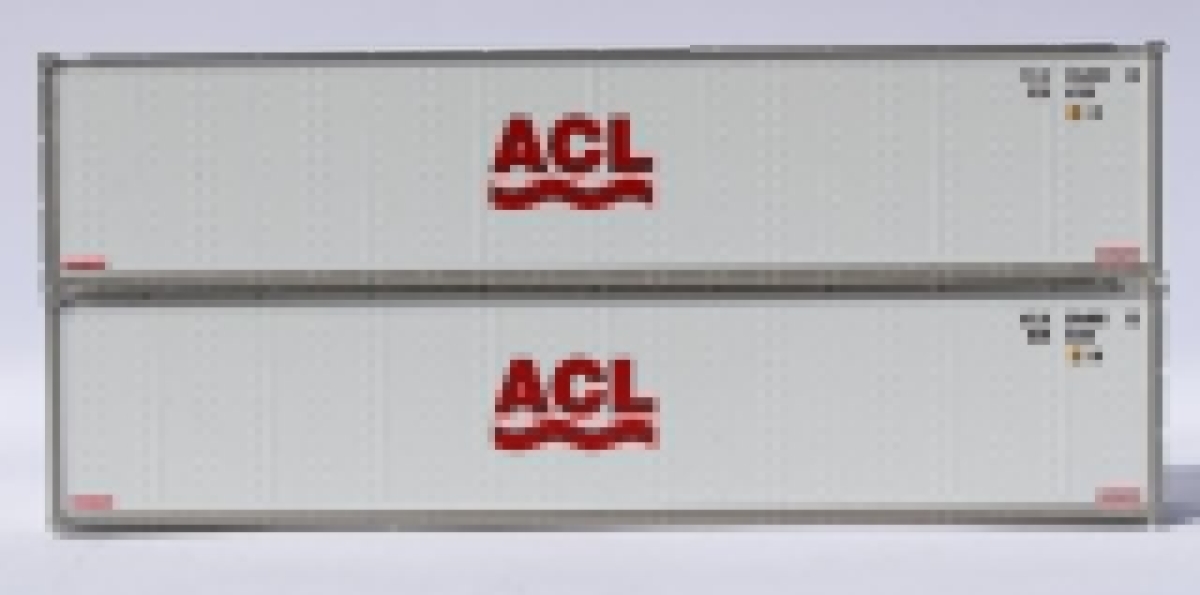 40 ft. N Scale Standard Height Smooth-Side Containers ACL - Pack of 2
