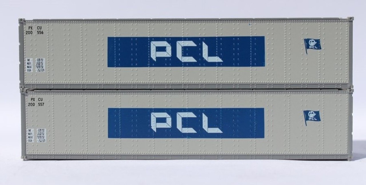 40 ft. N Scale Standard Height Smooth-Side Containers PCL - Pack of 2