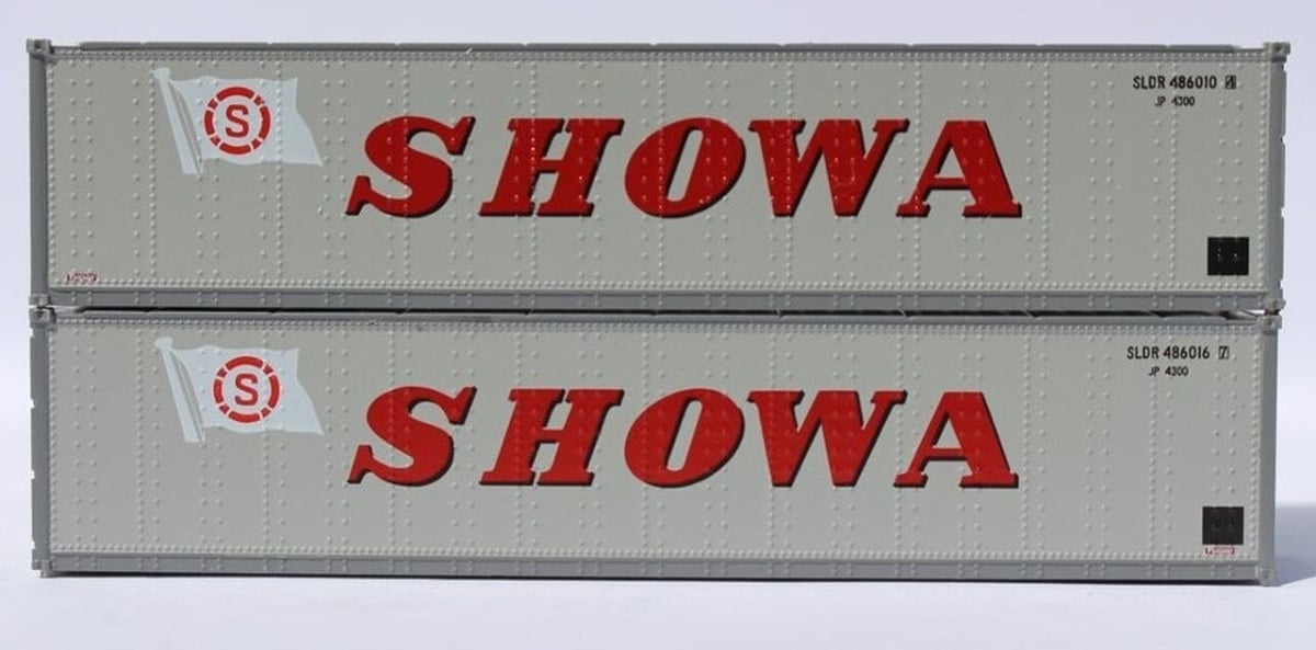40 ft. N Scale Standard Height Smooth-Side Containers Showa - Pack of 2