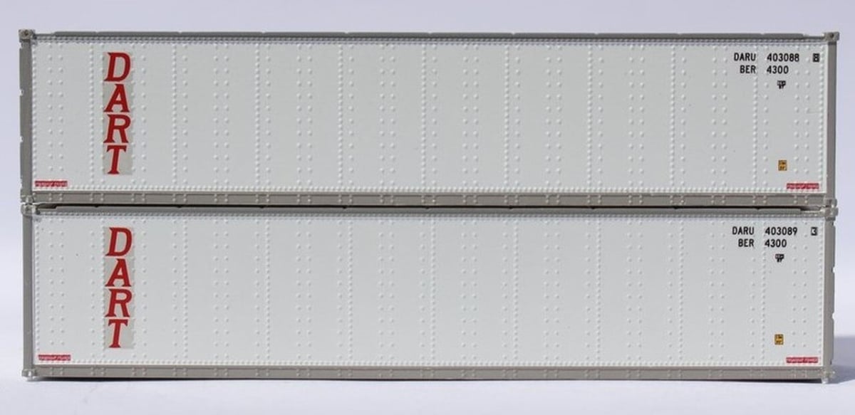40 ft. N Scale Standard Height Smooth-Side Containers Dart - Pack of 2
