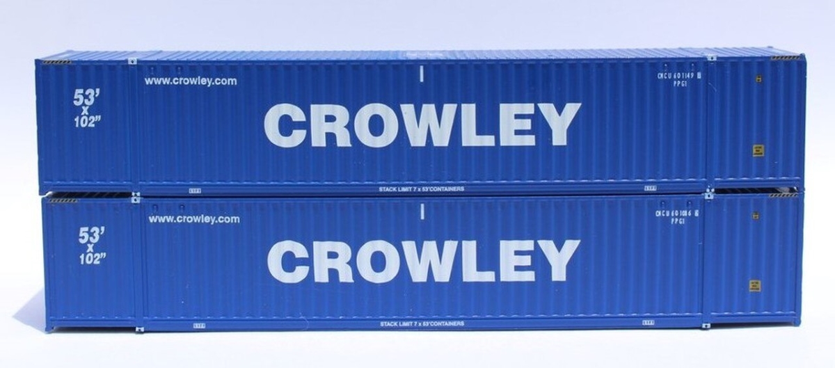 53 ft. N Scale High Cube Container Crowley - Pack of 2