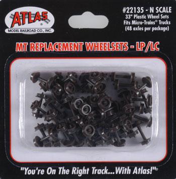 Picture of Atlas ATL22135 33 in. N Scale Plastic Low Profile Replacement Wheelsets for Micro Trains Trucks - Pack of 48
