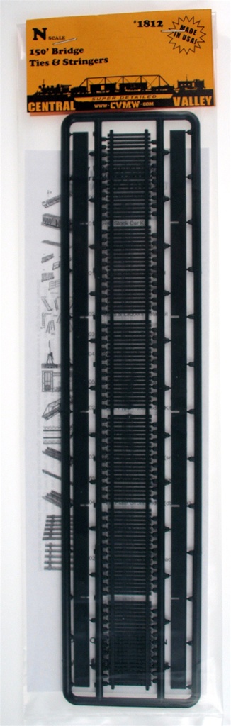 1812 150 ft. N Scale Tie & StringersUnpainted Plastic Bridge