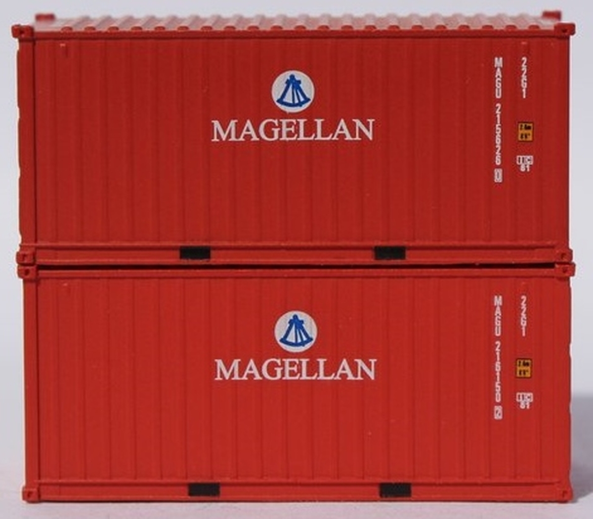 Picture of Jacksonville Terminal 205383 20 ft. N Scale Magellan Standard Height Corrugated Side Containers - Pack of 2