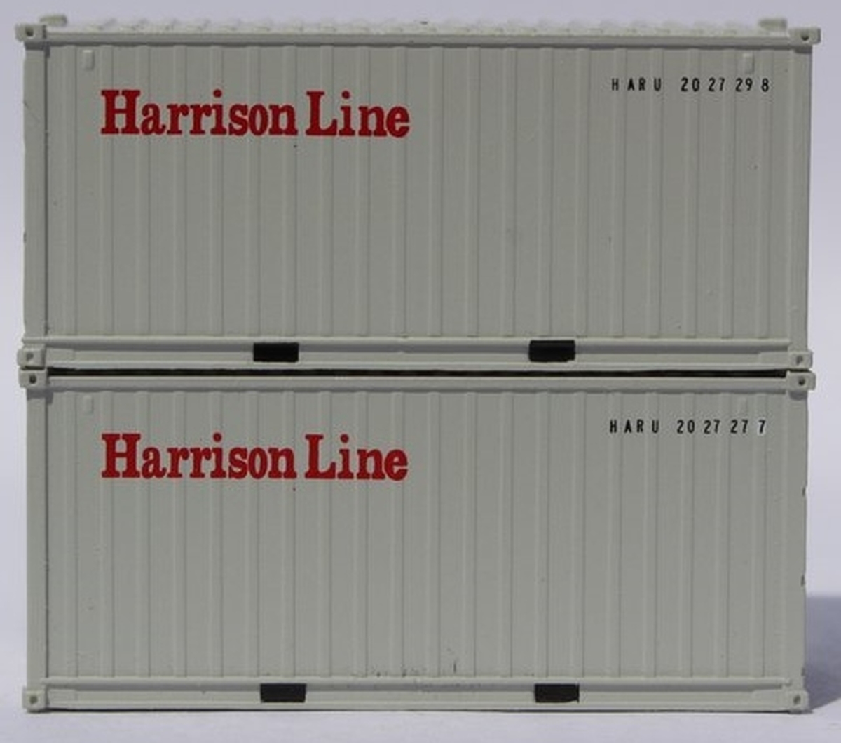 205434 20 ft. N Scale Harrison Line Standard Height Corrugated Side Containers - Pack of 2