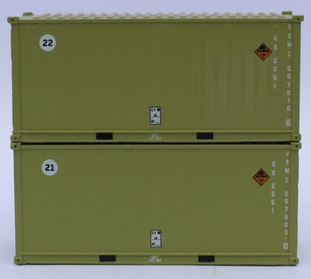 205456 20 ft. N Scale USMC Marines Standard Height Corrugated Side Containers - Pack of 2