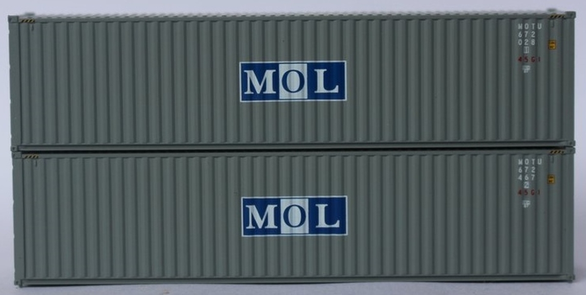 405051 40 ft. N Scale Mol High Cube Corrugated Side Containers, Grey - Pack of 2