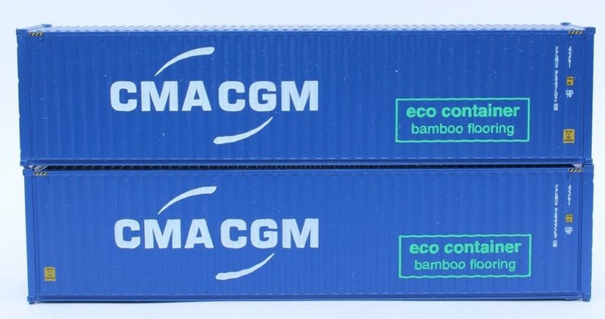 405067 40 ft. N Scale CMA CGM High Cube Corrugated Side Containers - Pack of 2