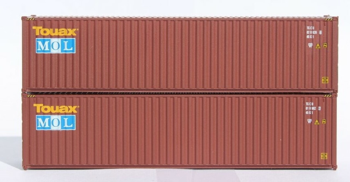 405086 40 ft. N Scale Mol High Cube Corrugated Side Containers, Brown - Pack of 2