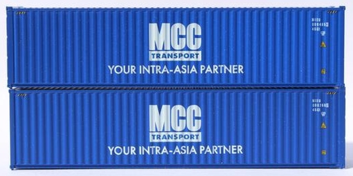405115 40 ft. N Scale MCC Trans High Cube Corrugated Side Containers - Pack of 2
