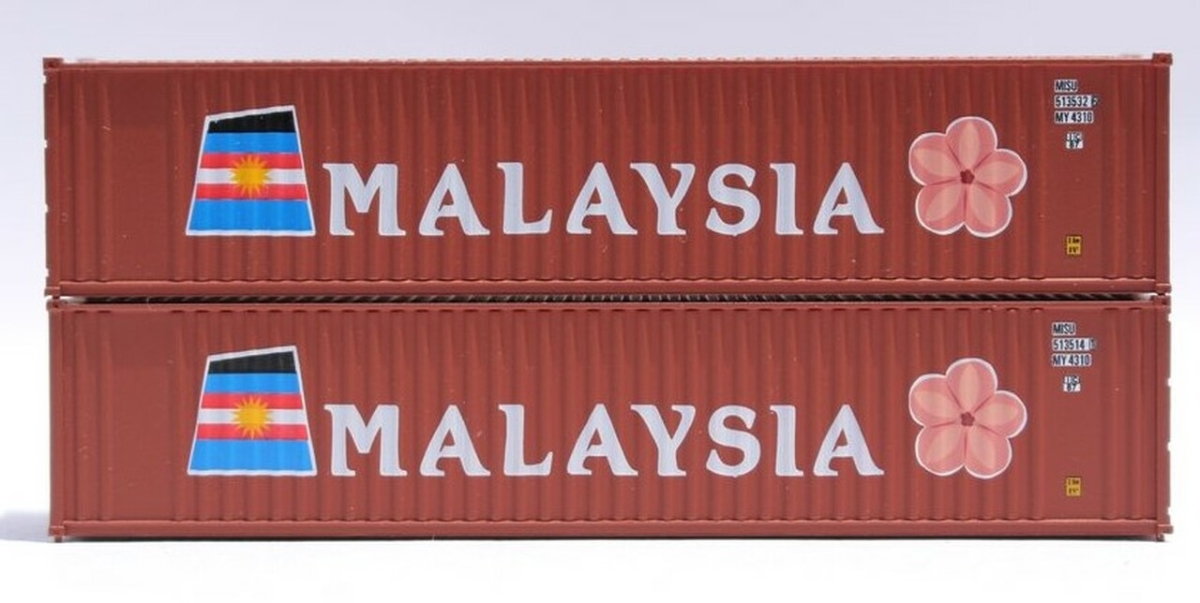 405503 40 ft. N Scale Malaysia Containers - Pack of 2