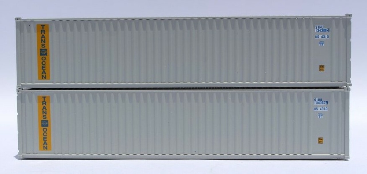 405524 40 ft. N Scale Transocean Standard Containers - Pack of 2