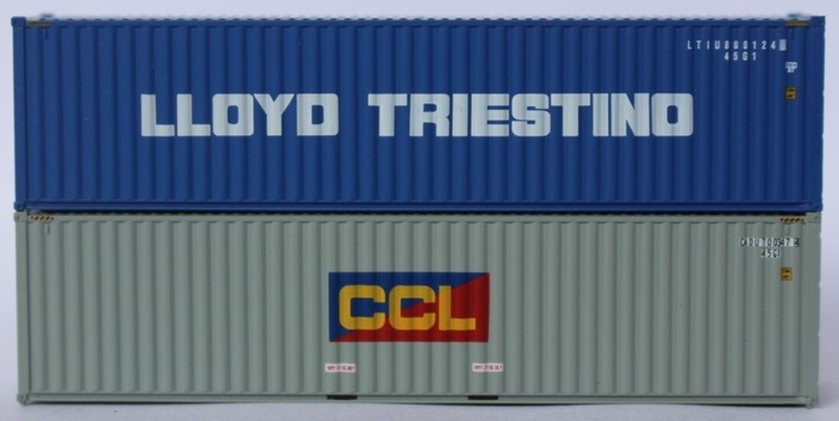 405808 40 ft. N Scale Lloyd Triestino Mix High Cube Corrugated Side Containers - Pack of 2