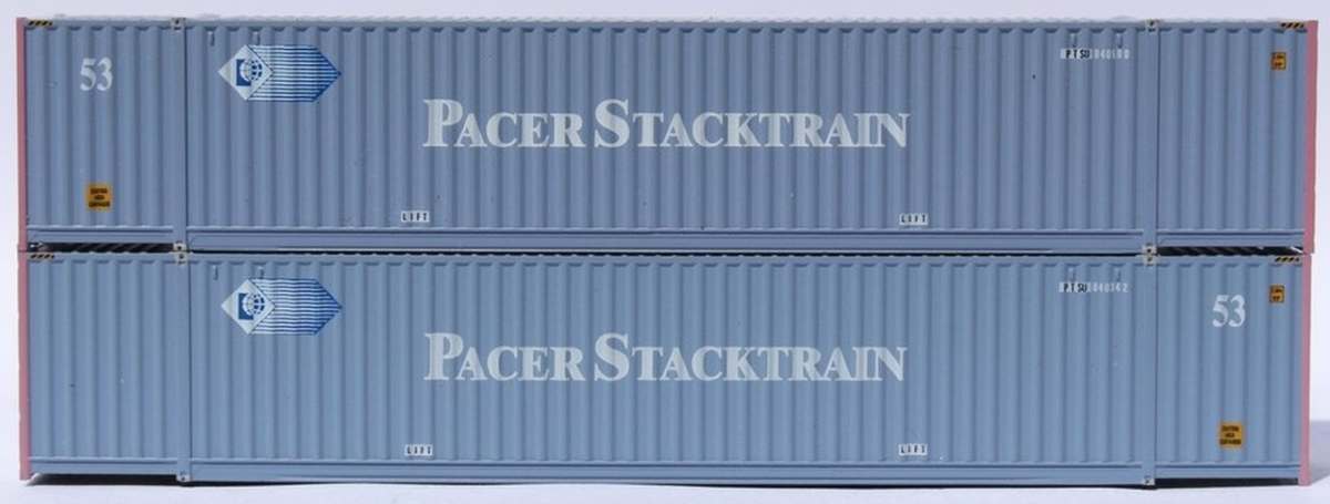 535022 53 ft. N Scale Pacer Faded High Cube Corrugated Side Containers - Pack of 2