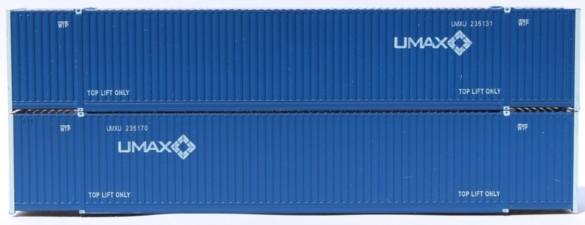 537010 53 ft. N Scale Umax High Cube Corrugated Side Containers - Pack of 2