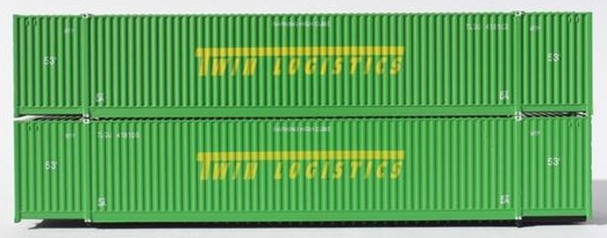 537013 53 ft. N Scale Twin Logistic High Cube Corrugated Containers - Pack of 2