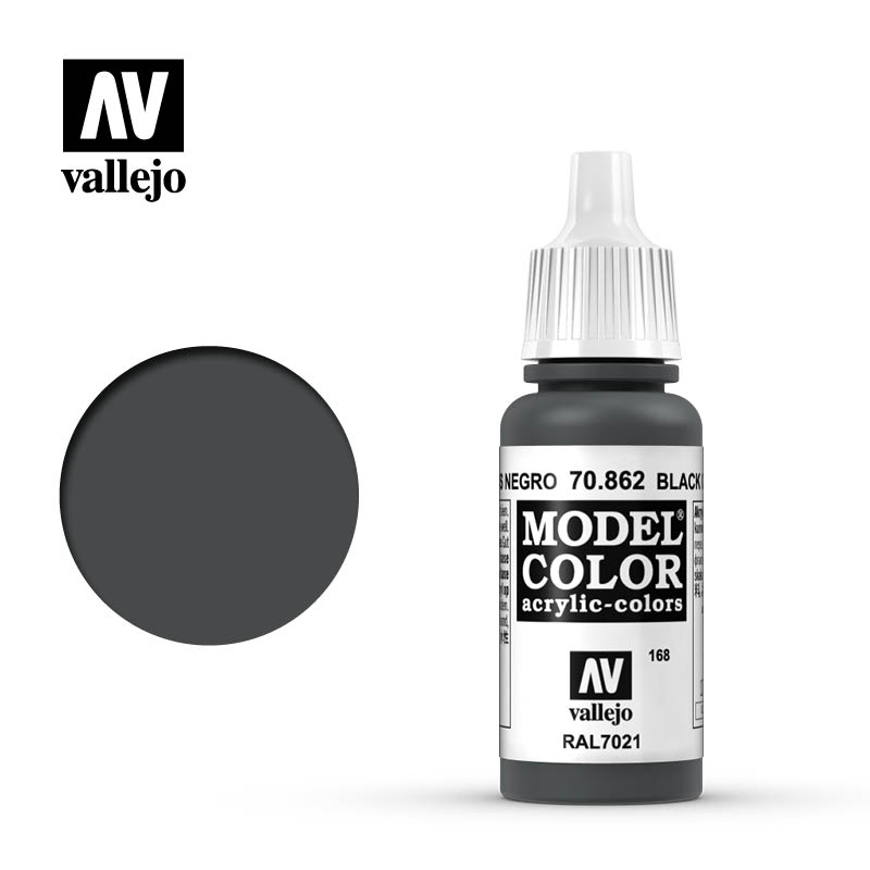 70862 17 ml Model Air Paint, Matte Black Grey