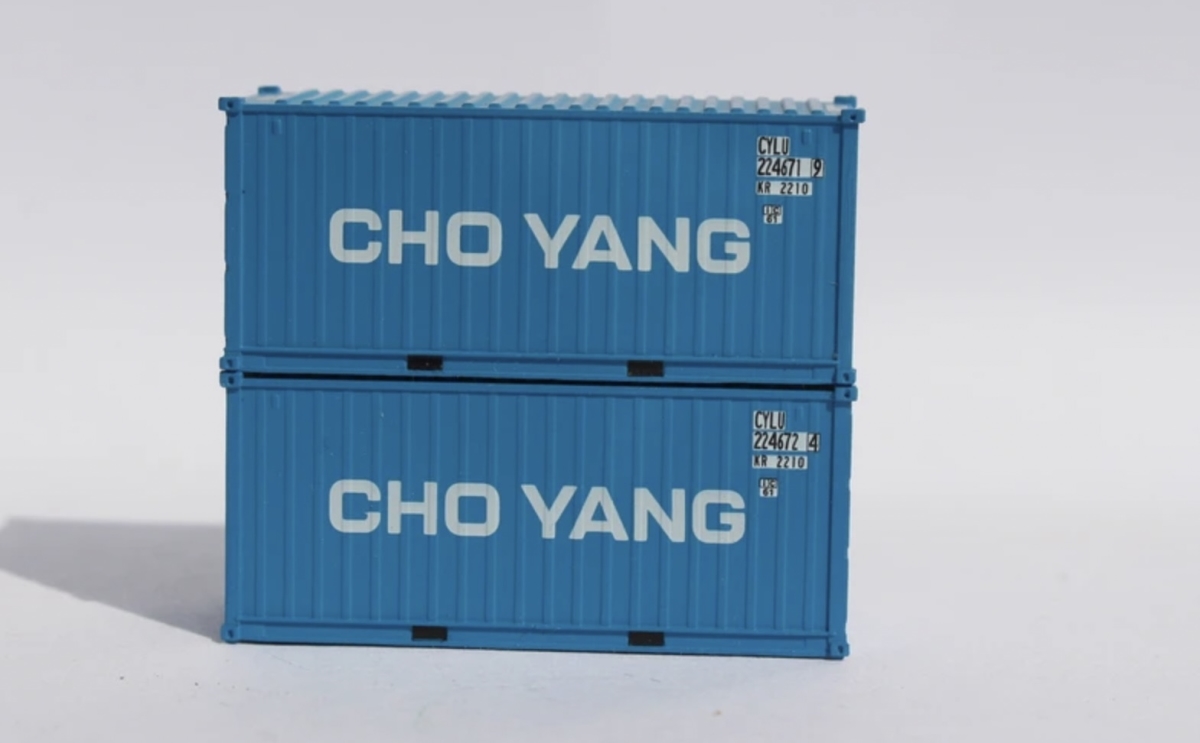 JTC205430 20 ft. N Scale Cho Yang Container, White - Pack of 2