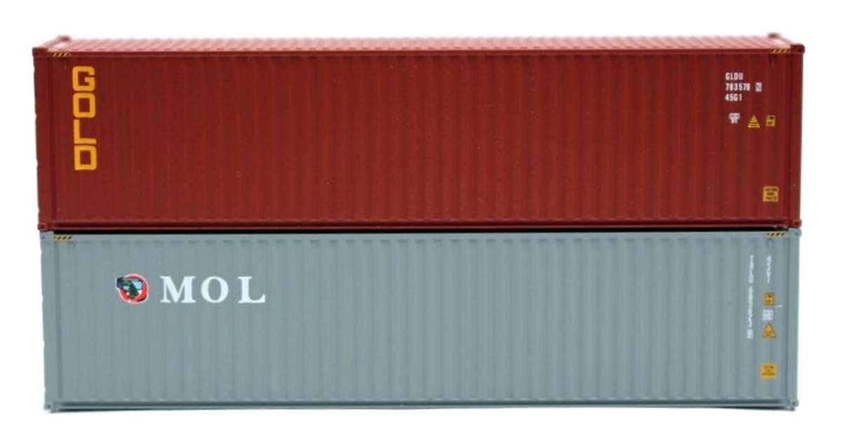 JTC405804 40 ft. N Scale Mol Mix High Cube Containers, Gold - Pack of 2