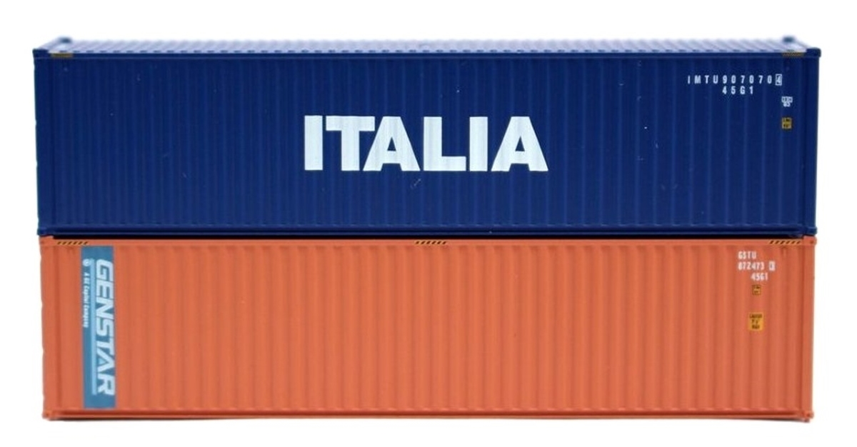 JTC405807 40 ft. N Scale Italia & Genstar High Cube Mix Containers - Pack of 2