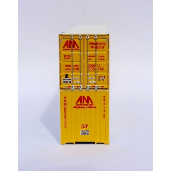 JTC535087 53 ft. N Scale High Cube Allegheny Midland Container, White, Yellow & Red
