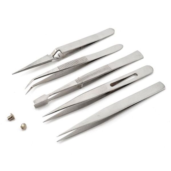 Zona ZON37540 Assorted Size Tweezer Set with Plastic Case, Set of 5