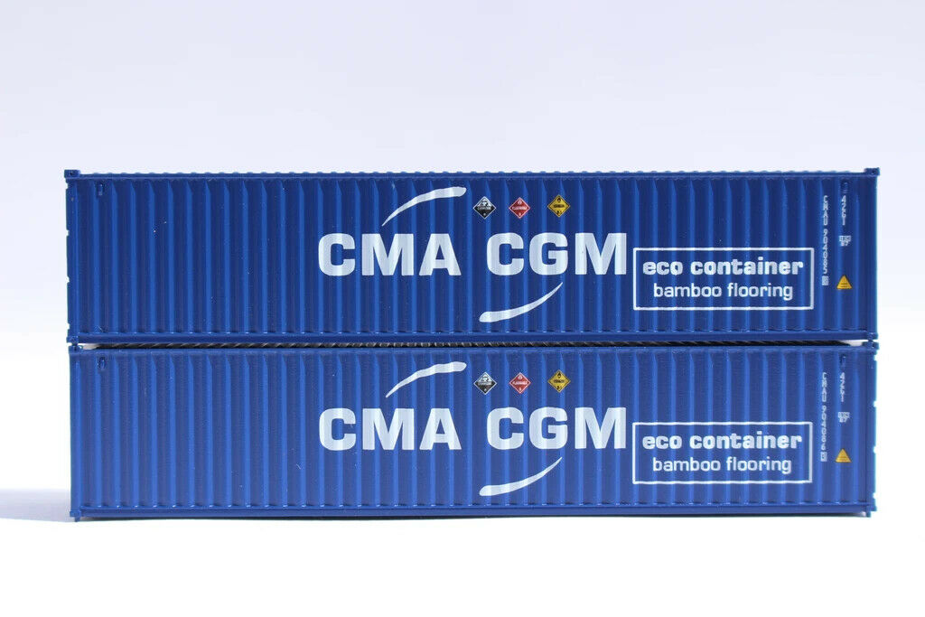 Picture of Jacksonville Terminal JTC405346 N Scale CMA CGM Eco 40 Standard Height Corrugated Containers, Pack of 2
