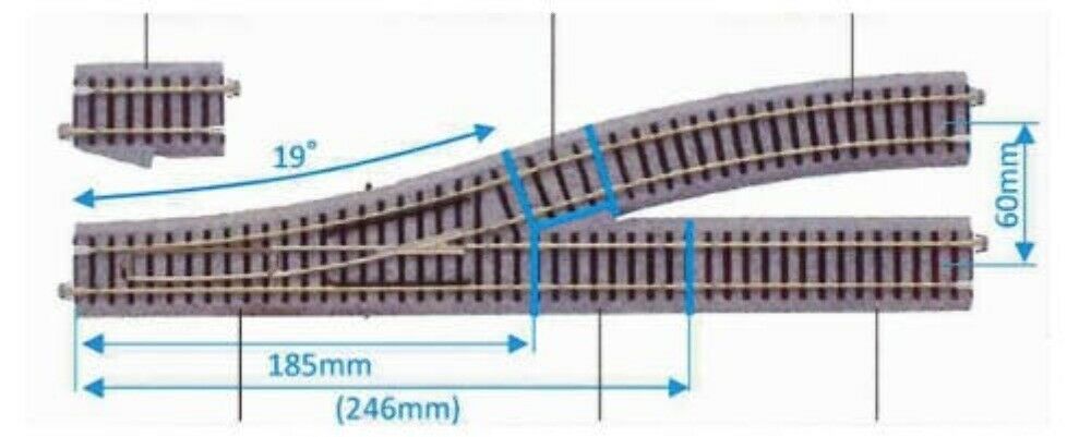 Picture of Kato KAT2-852 HO Scale Left Turnout with 550 mm Radius Curve